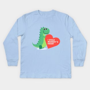 I stole mommy's heart - Dinosaur Boys Valentines Day Kids Long Sleeve T-Shirt